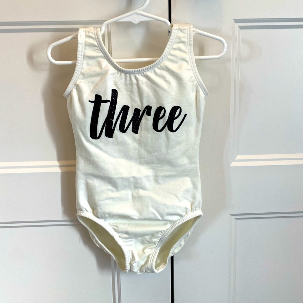 Custom “THREE” toddler leotard